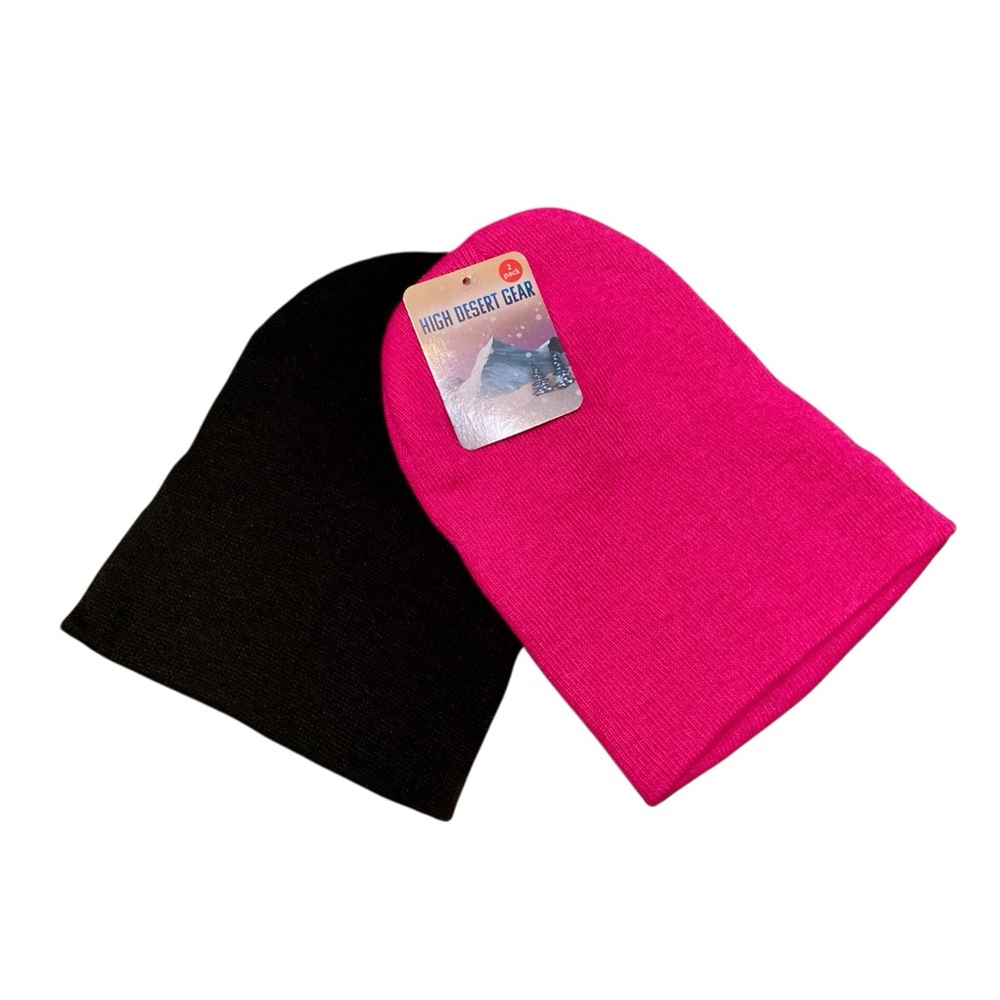 BOUTIQUE Black & Neon Pink Beanie 2-Pack - Adult One Size